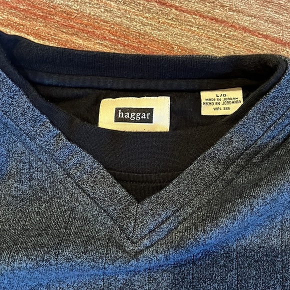 Haggar Mens Mock V-Neck Ribbed Sweater - Picture 4 of 9